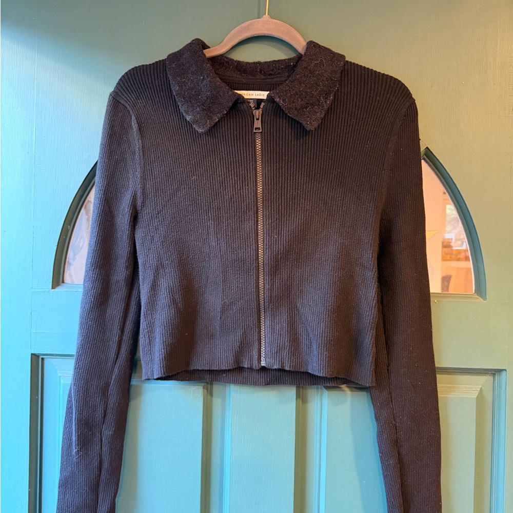 American Eagle Outfitters Black Cropped Blazer